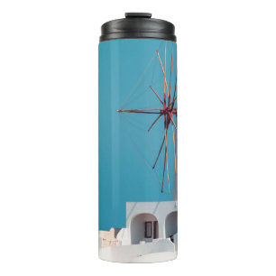 Braune und weiße Windmühle Thermosbecher