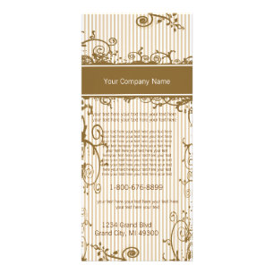 Braune und weiße, wirbelförmige Rackkarte Werbekarte