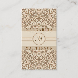 braune vintage Blumen Chic Monogramm Visitenkarten Visitenkarte