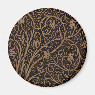 Braune Vintage-Blumenwirbel Magnet