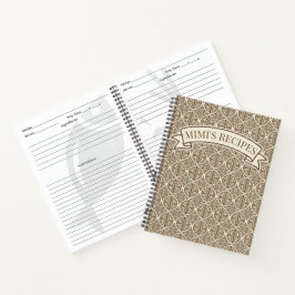 Braune Vintage-Damask-Küchenrezeptur  Notizbuch