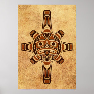 Braune Vintage-Haida-Sonnenmaske Poster