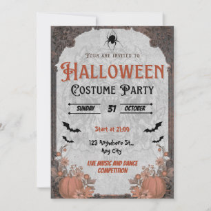 Braune Vintage-Halloween-Kostüm-Party-Einladung Einladung