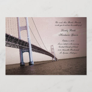 Braune Vintage-Hochzeitseinladung mit Mackinac-Brü Einladung