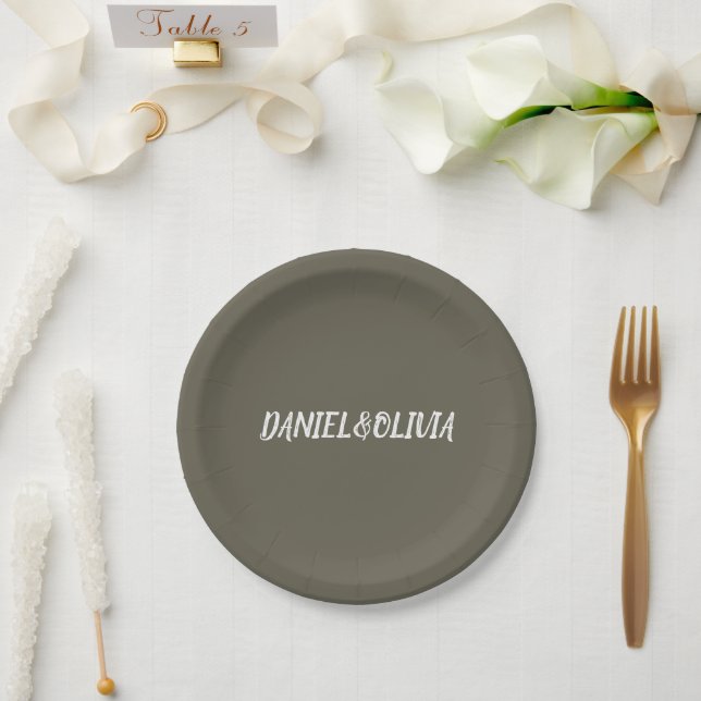 Braune Vintage-Klassische Hochzeit  Pappteller (Hochzeit)
