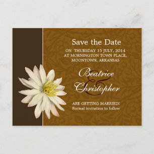 braune Vintage-Lilienblüten Save-the-Date-Postkart Ankündigungspostkarte