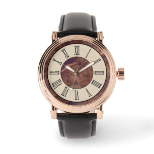 Braune Vintage-Uhr mit Marmormuster Armbanduhr