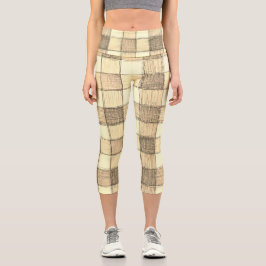 Bräune von Frauen und Khaki Gingham Capri Leggings