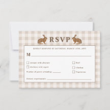 Braune Waldhase-Häschen-Hochzeits-RSVP-Karte