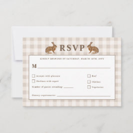 Braune Waldhase-Häschen-Hochzeits-RSVP-Karte RSVP Karte