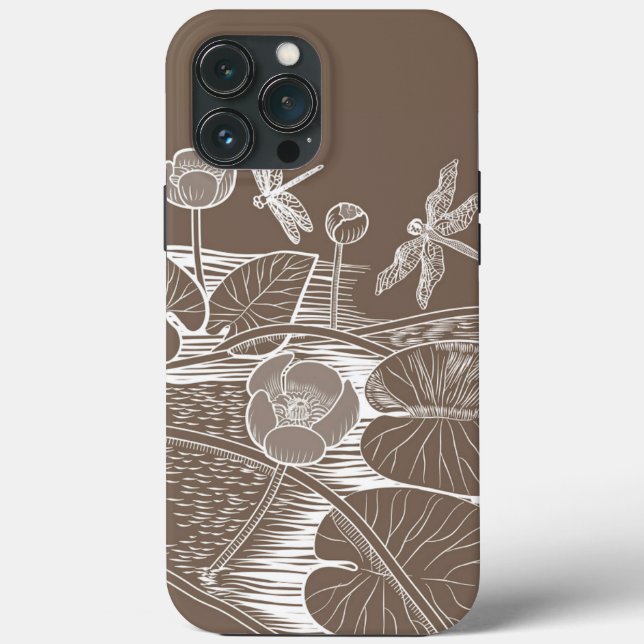 Braune Wasserliliengrafik Case-Mate iPhone Hülle (Rückseite)