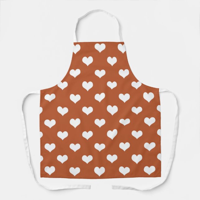 Braune weiße Liebe Herzdesign Schürze (Vorderseite)