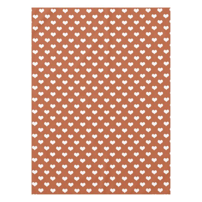 Braune weiße Liebe Herzdesign Tischdecke (Vorderseite)