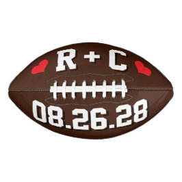 BRAUNE WEISSE & ROTE HERZEN Hochzeitsinitialen und Football