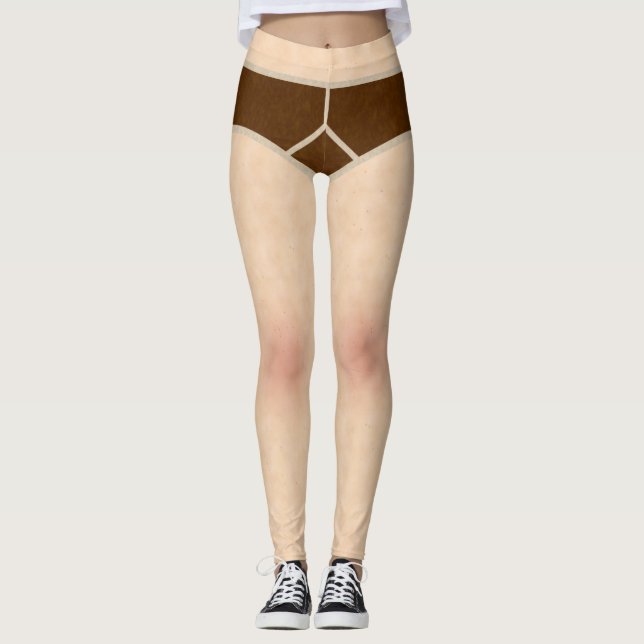 Braune Y-Vorderspanten Leggings (Vorderseite)