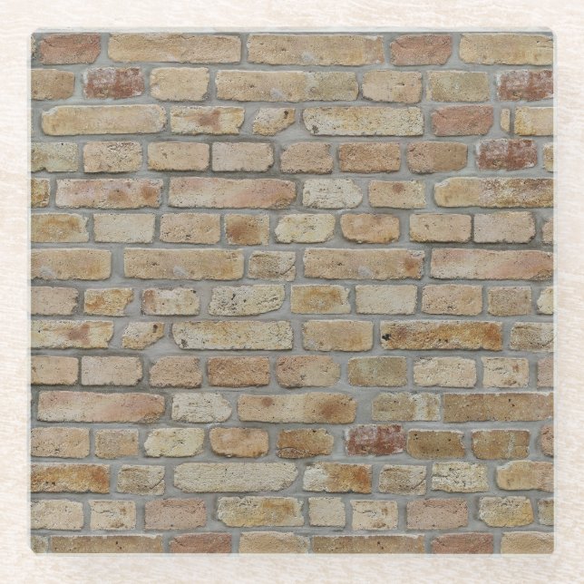 Braune Ziegelmauer - Neuartiges Design Glasuntersetzer (Vorderseite)