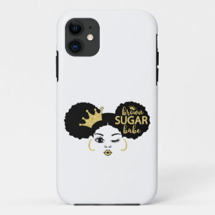 Braune Zucker-Babe in Schwarz und Gold Case-Mate iPhone Hülle
