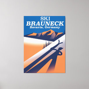 Brauneck Bayern, Vintage-Ski-Plakat. Leinwanddruck