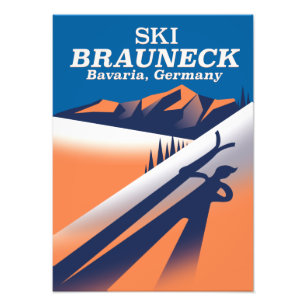 Brauneck Bayern, Vintage-Skiplakat. Fotodruck