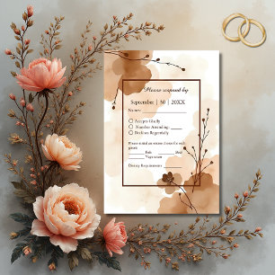 Brauner abstrakter Boho Wasserfarbrahmen RSVP Karte