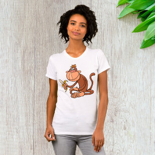 Brauner Affe mit Bananen-T - Shirt