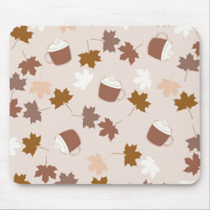Brauner Ahornblätter-Latte-Kaffee im Vintage-Muste Mousepad