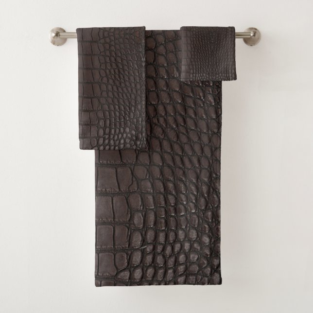 Brauner Alligator Textur Print Badhandtuch Set (Insitu)
