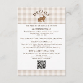 Brauner Aquarell-Hase auf beigem Gingham Rustikal Begleitkarte