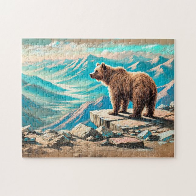 Brauner Bär auf der Bergpfeifskhalk-Szene Puzzle (Horizontal)