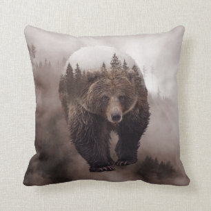 Brauner Bär Cabin Mountain Lodge Kissen