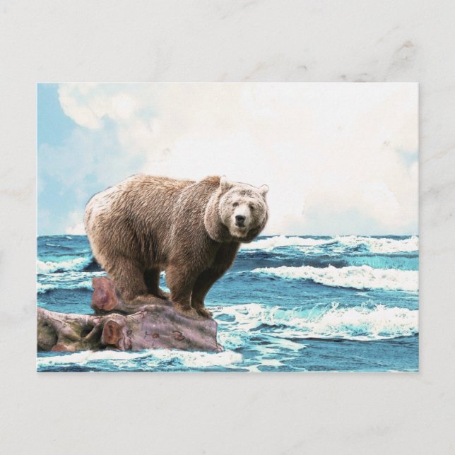Brauner Bär, der den Ozean erforscht! Postkarte (Vorderseite)
