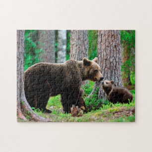 Brauner Bär Mama mit Cubs, Jigsaw Puzzle