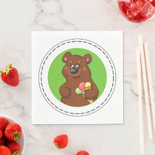 Brauner Bär mit Eiscreme Serviette
