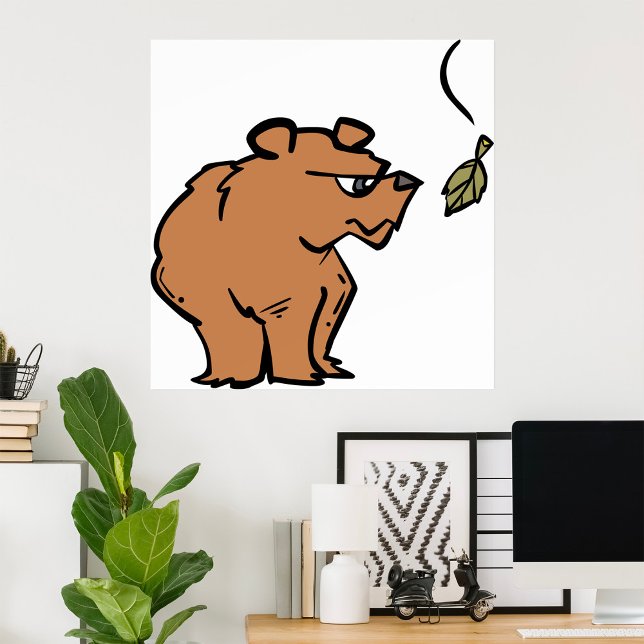 Brauner Bär mit fallendem Herbstleaf Niedliche Tie Poster (Von Creator hochgeladen)