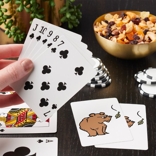 Brauner Bär mit fallendem Herbstleaf Niedliche Tie Spielkarten (Von Creator hochgeladen)