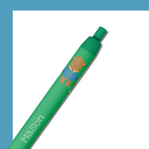 Brauner Bär mit Fangrod-Kid-Pen Kugelschreiber