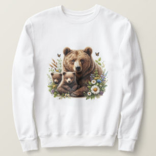 Brauner Bär mit Knochen auf einer blühenden Wiese Sweatshirt