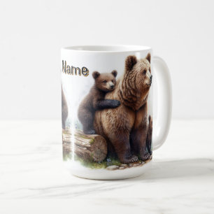Brauner Bär mit zwei Kubs Kaffeetasse