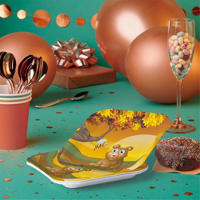 Brauner Bär Sunset Pappteller (Von Creator hochgeladen)