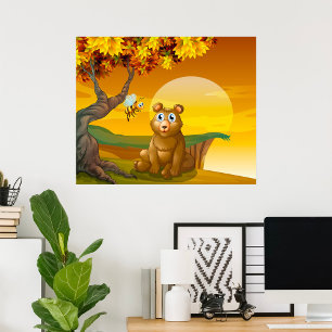 Brauner Bär Sunset Poster