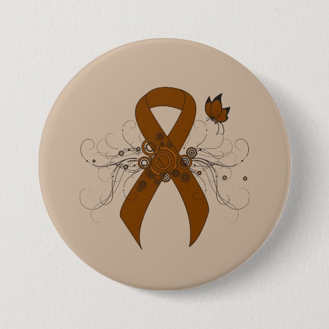 Brauner Bartonstreifen mit Schmetterling Button (Vorderseite)