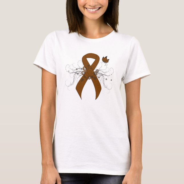 Brauner Bartonstreifen mit Schmetterling T-Shirt (Vorderseite)