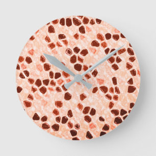 Brauner Beige Rosa Korallenorange Runde Wanduhr