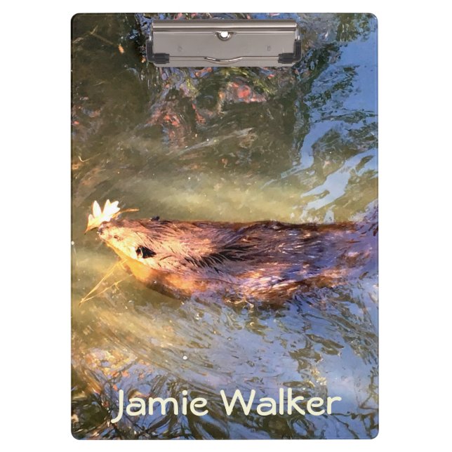 Brauner Biber Schwimmen Klemmbrett (Vorderseite)