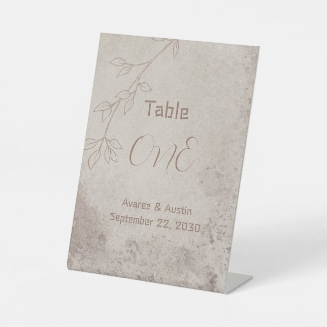 Brauner Blumenhintergrund mit braunem Text Sockelschild (Vorderseite)