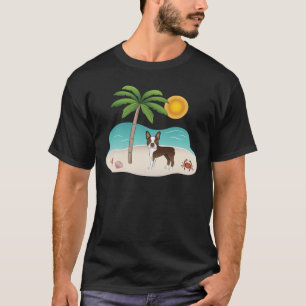 Brauner Boston Terrier an einem tropischen Sommers T-Shirt