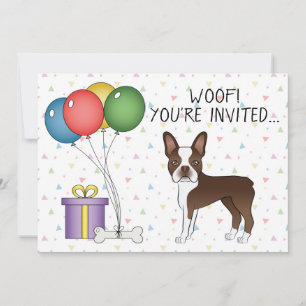 Brauner Boston Terrier Süßer Hund - Geburtstag Einladung