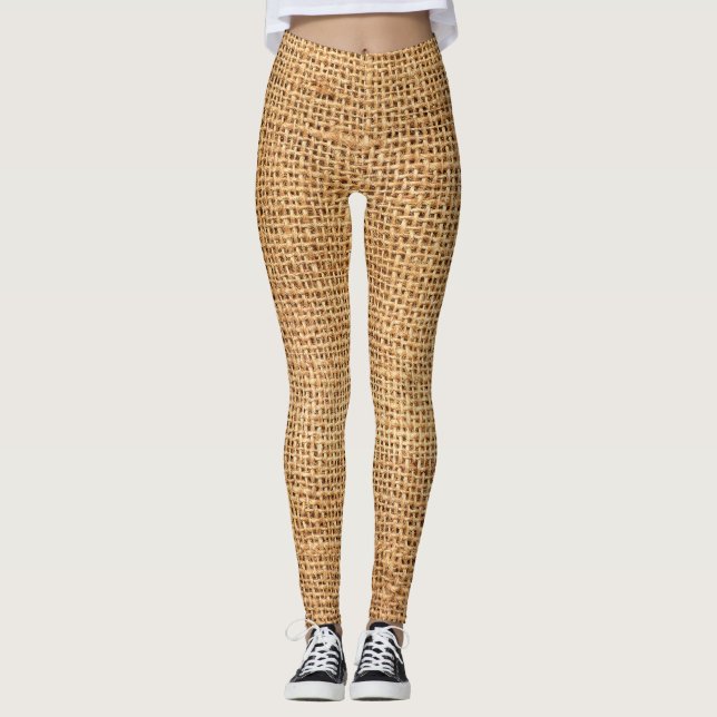 Brauner Burlap-Sack: Texturierter Stoff Hintergrun Leggings (Vorderseite)
