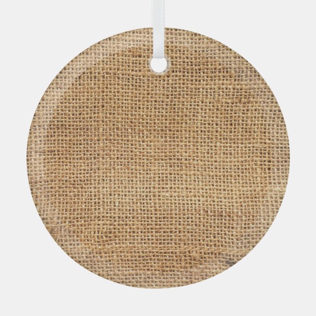 Brauner Burlap-Sack: Texturierter Stoff Hintergrun Ornament Aus Glas (Vorderseite)