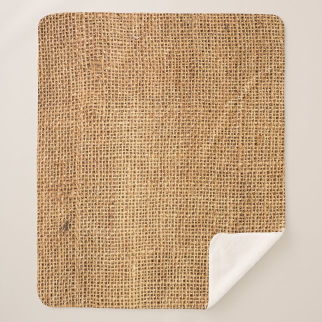 Brauner Burlap-Sack: Texturierter Stoff Hintergrun Sherpadecke (Vorderseite)